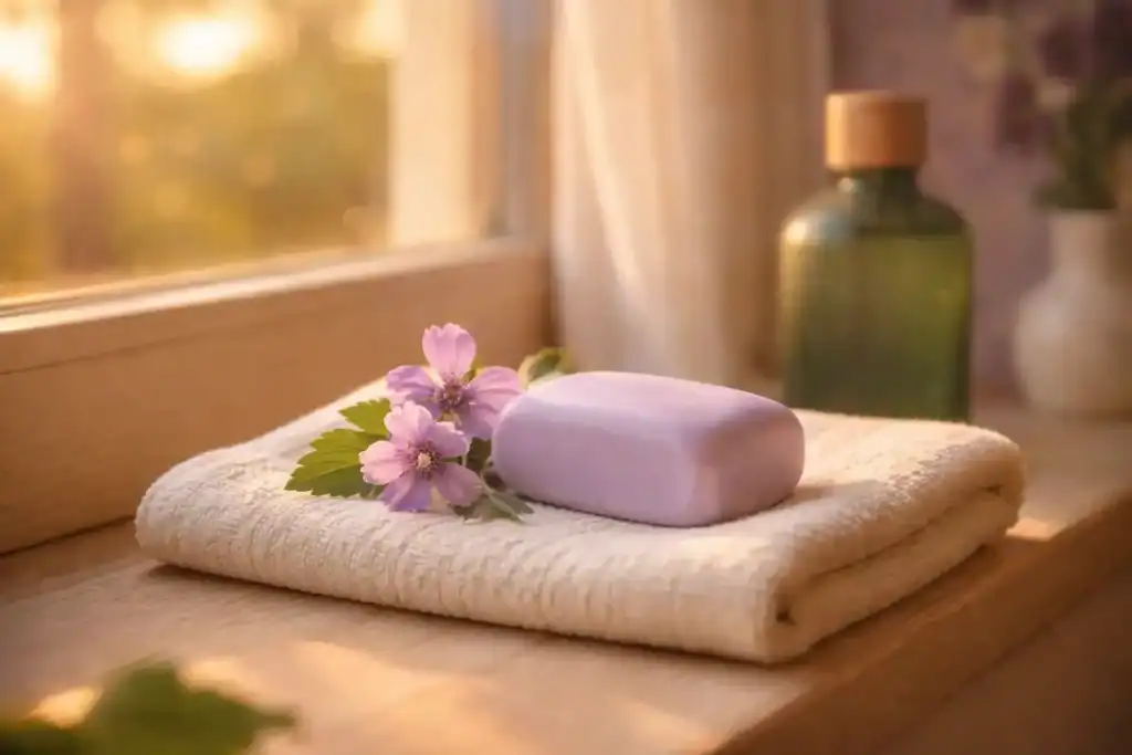 meilleur savon toilette intime syndet lavande sur serviette