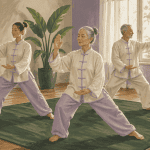 Groupe pratiquant les 8 postures du qi gong