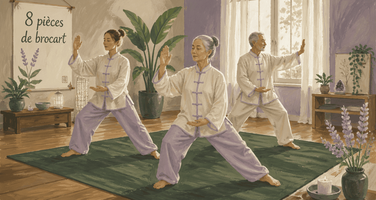 Groupe pratiquant les 8 postures du qi gong