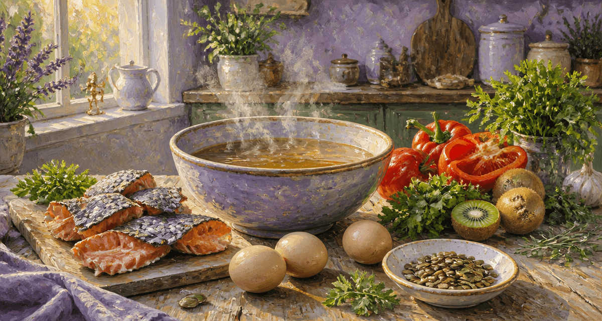 aliment riche en collagene bouillon os saumon oeufs legumes