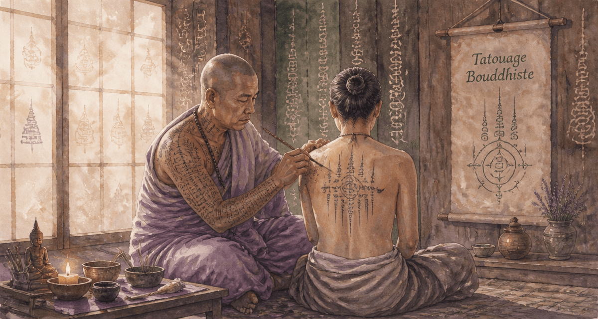 bouddhiste tatouage moine atelier Sak Yant
