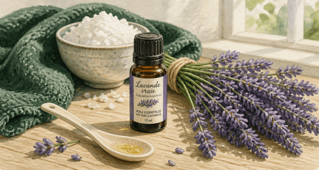 huile essentielle lavande utilisation flacon bouquet