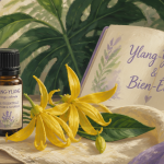 huile essentielle ylang ylang bienfaits flacon et fleurs