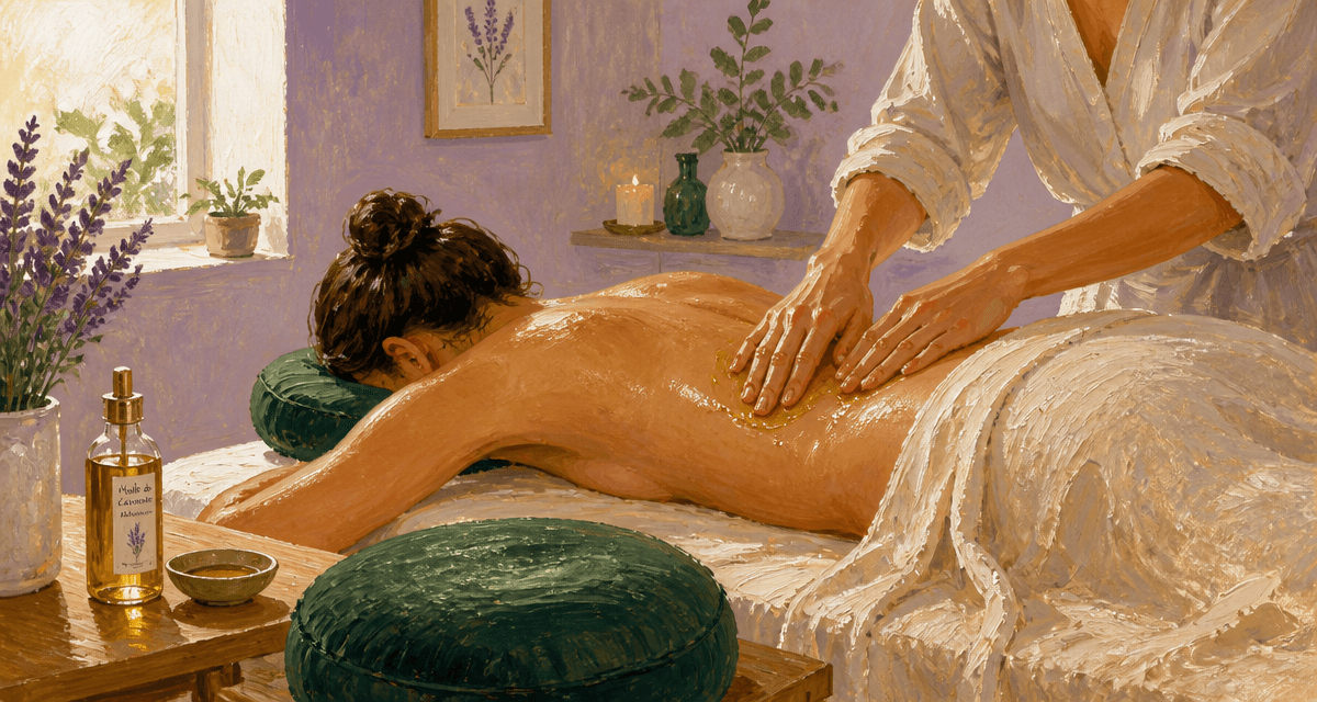 Massage du bas du dos sur table avec huile
