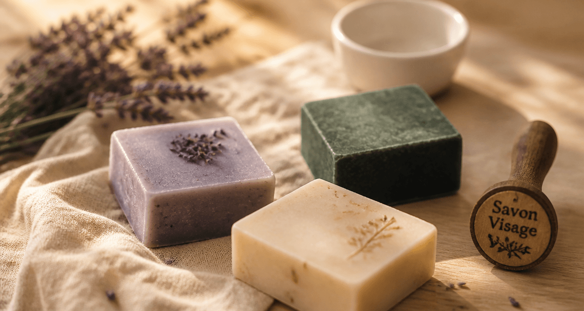 meilleur savon pour visage sur table en bois