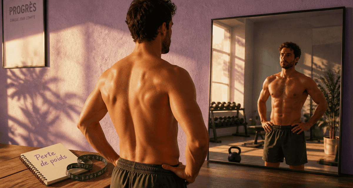 perte de poids homme miroir salle de sport