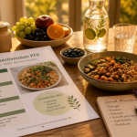 plan alimentaire nutritionniste pdf sur table avec repas sain