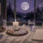 rituel pleine lune autel bougie cristaux