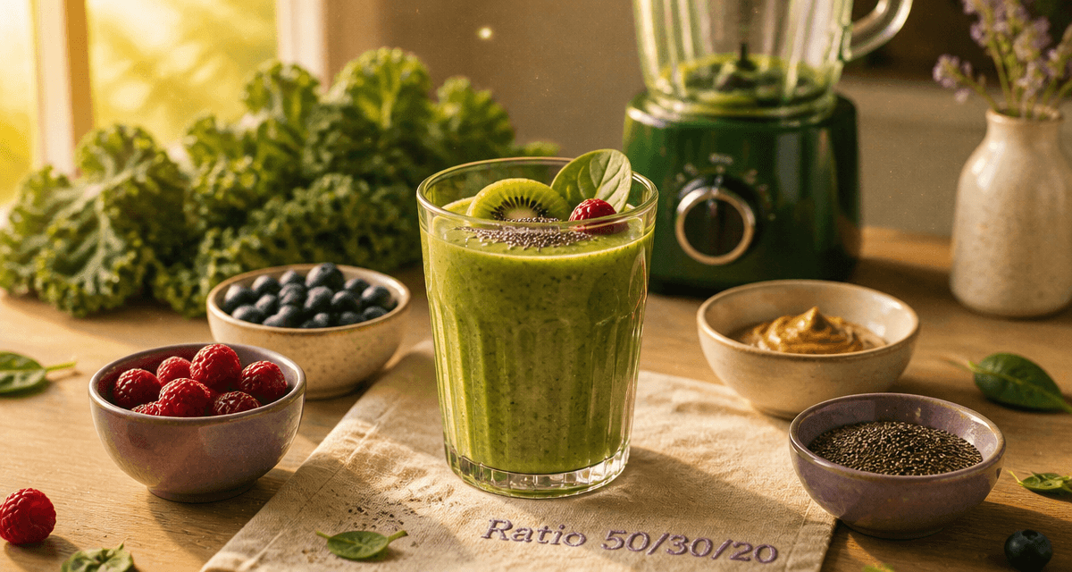 Smoothie perte de poids vert avec fruits et graines