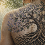 Tatouage arbre de vie réaliste branches et racines