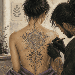 tatouage ornemental mandala sur dos femme