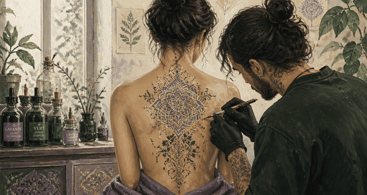 tatouage ornemental mandala sur dos femme