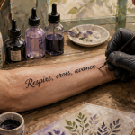tatouage phrase lettrage calligraphie avant-bras