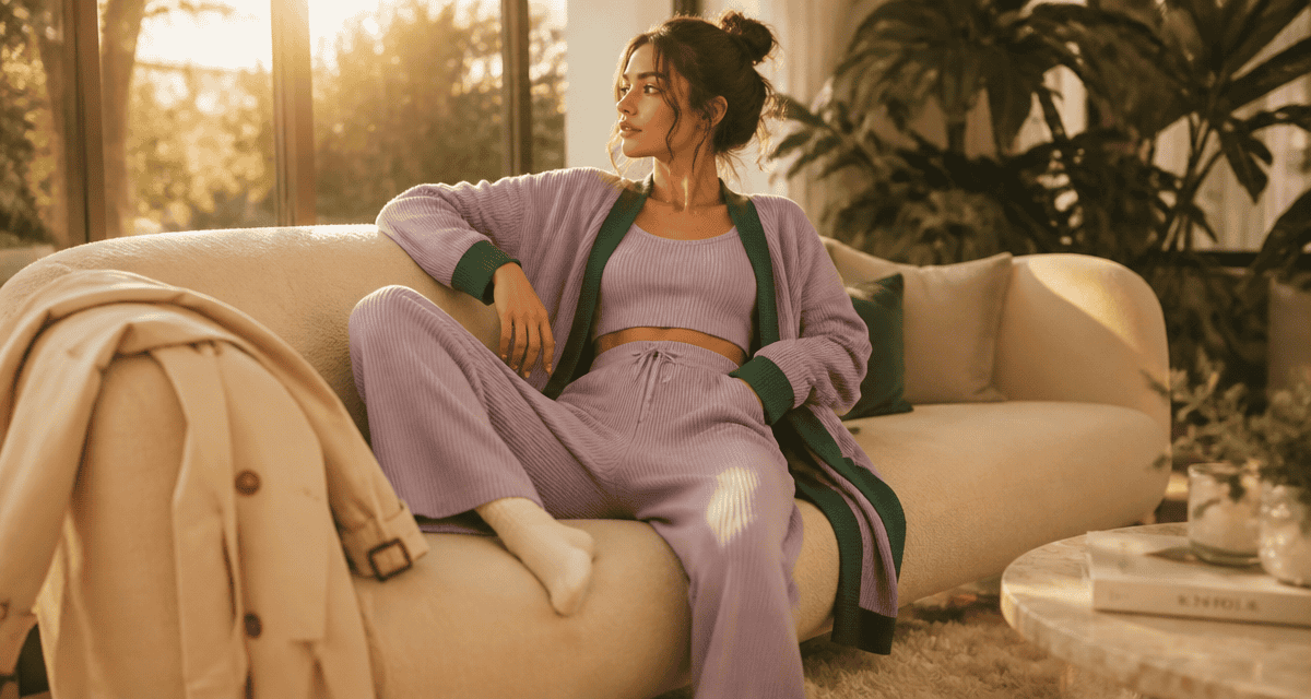 tenue chill femme sur canapé velours crème