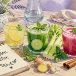 Boisson detox pour maigrir avec ingrédients frais