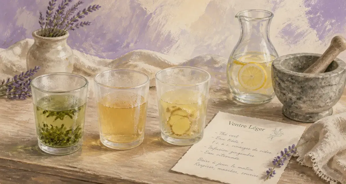 Boisson pour perdre du ventre : thé vert, vinaigre de cidre et infusion de gingembre