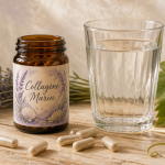 collagene marin en gelules flacon et eau
