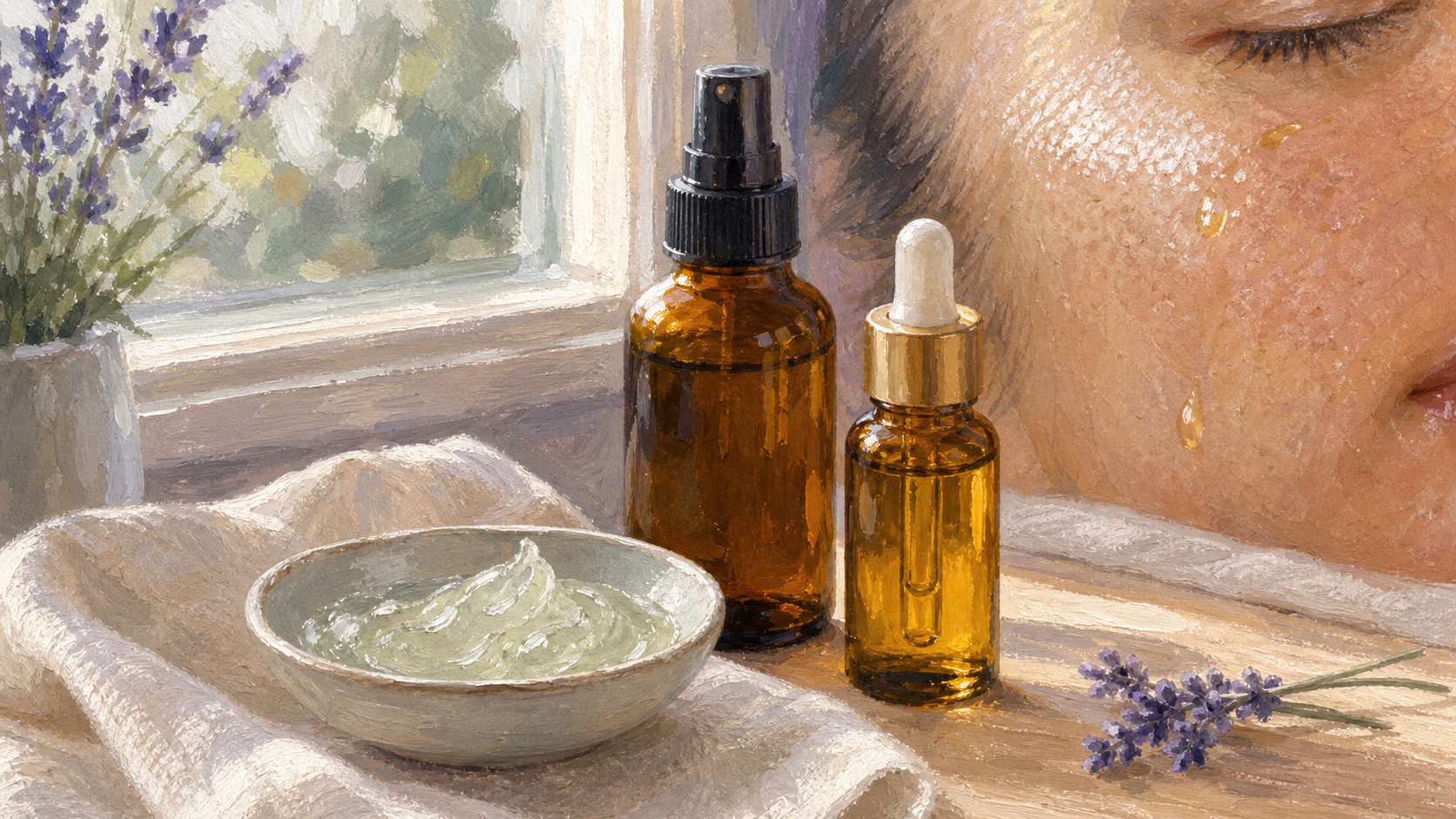 Comment hydrater sa peau sans crème : gel d’aloe vera, hydrolat et huile de jojoba sur peau humide