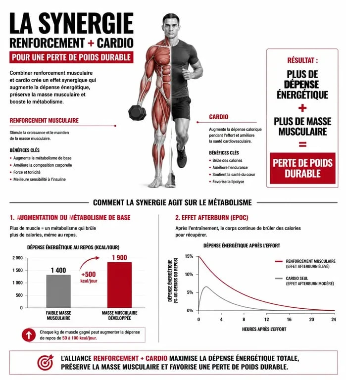 Infographie sur le programme pour maigrir par le sport et l'activation du métabolisme