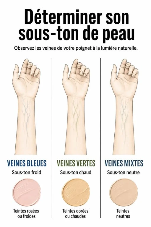 Infographie sur comment choisir son fond de teint selon son sous-ton de peau pour le meilleur fond de teint