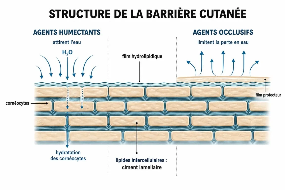 Schéma explicatif de la barrière cutanée pour comprendre comment hydrater sa peau efficacement