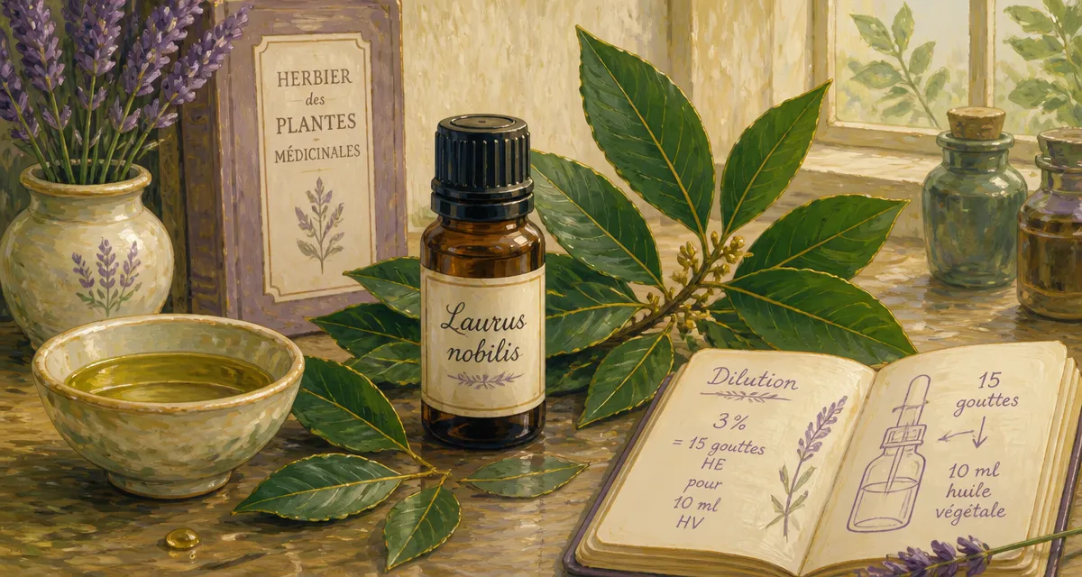 huile essentielle de laurier noble utilisation flacon feuilles