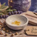 Huile essentielle encens bienfaits : coupelle d’oliban et peau