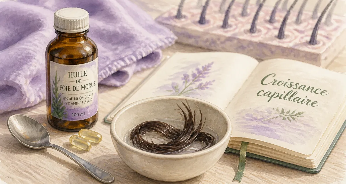 Huile foie de morue bienfaits cheveux : vitamines pour limiter la chute et booster la brillance
