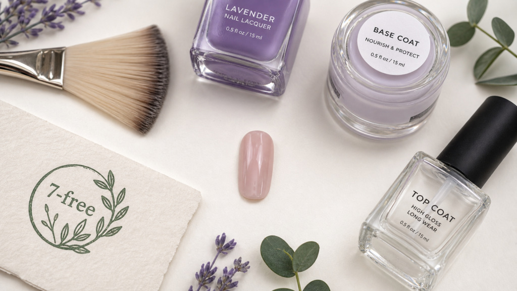 Meilleur vernis à ongles 7-free : base et top coat sur ongle