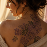 tatouage décolleté femme floral lavande