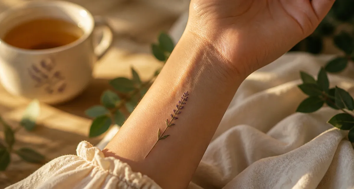 tatouage poignet femme discret lavande minimaliste
