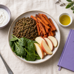 Aliment bon pour la santé : assiette équilibrée aux fibres