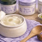 Bienfaits beurre de karité : pot, amandes et peau sèche, cheveux crépus
