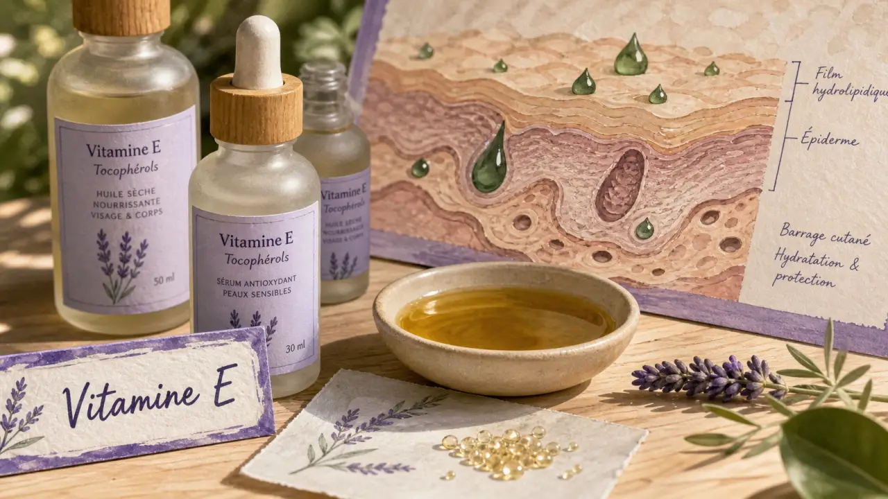 Bienfaits vitamine E pour la peau, huile et sources naturelles