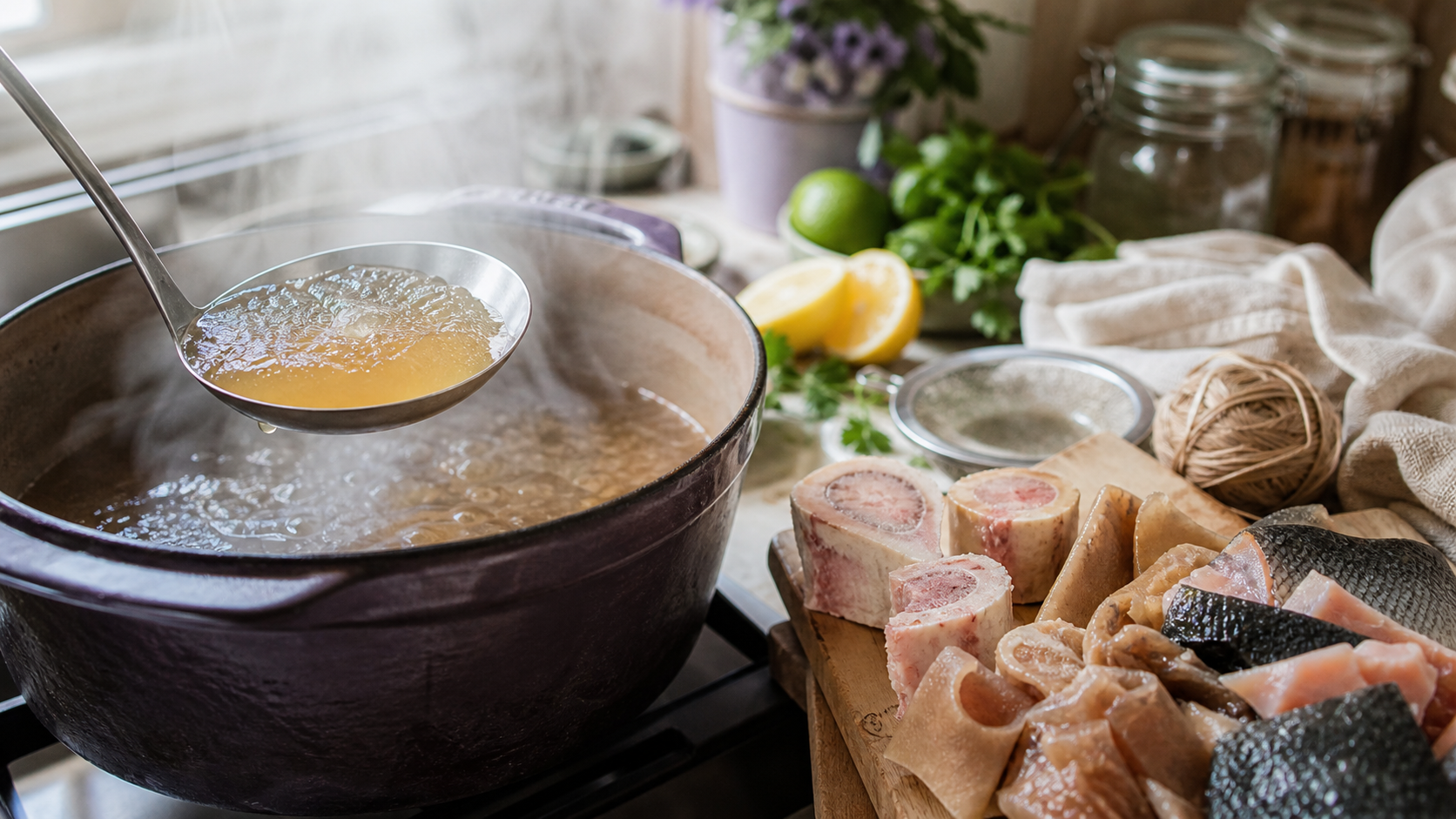 Comment fabriquer du collagene maison : bouillon d’os gélifié en cuisine