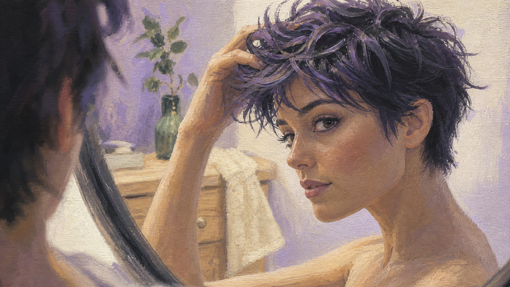 Effet décoiffé femme coupe courte, cheveux épais et volumineux, pixie effilée