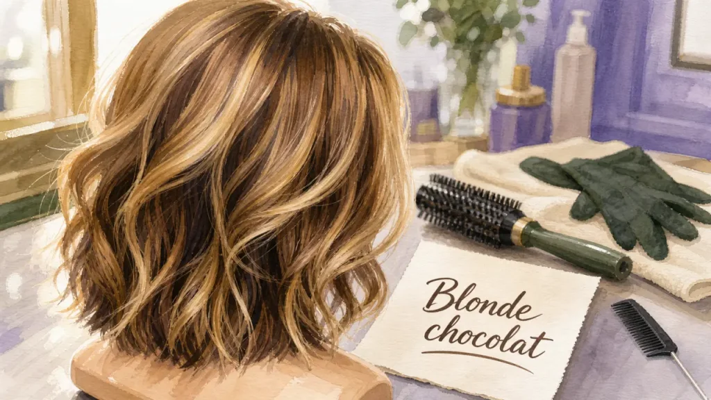 Mèches blondes et chocolat : le contraste juste pour éviter l’effet zébré