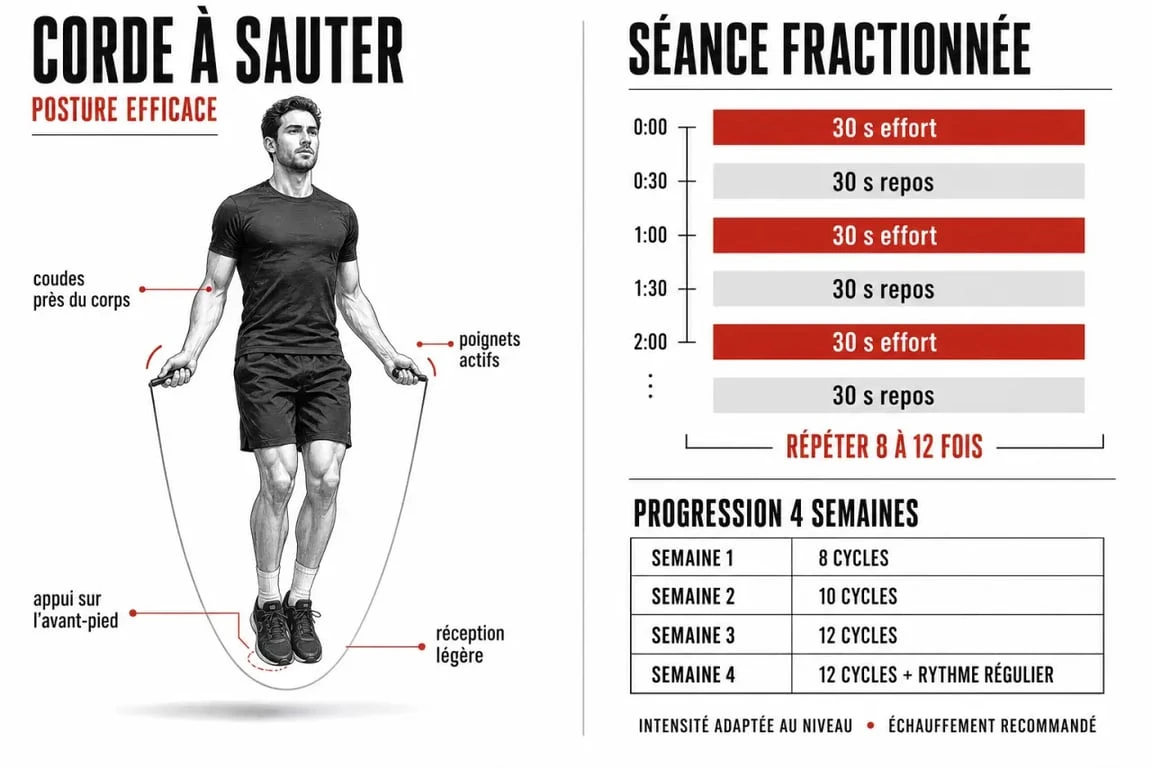 Perdre du poids corde à sauter : posture correcte et séance fractionnée pour débuter
