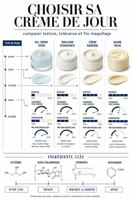 Comparatif de meilleure crème de jour selon le type de peau et la composition
