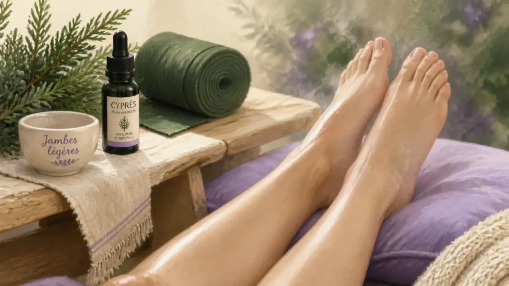 Circulation sanguine et jambes lourdes : huiles essentielles, massages et précautions à connaître