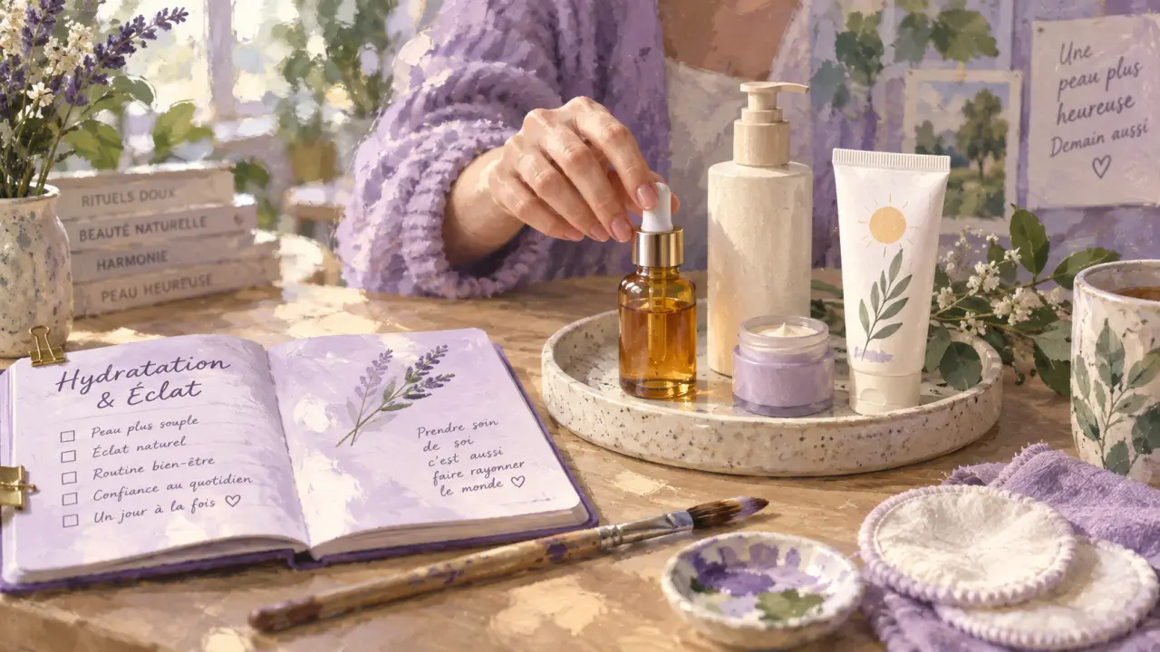Soin visage l oreal : routine hydratation et éclat sur table